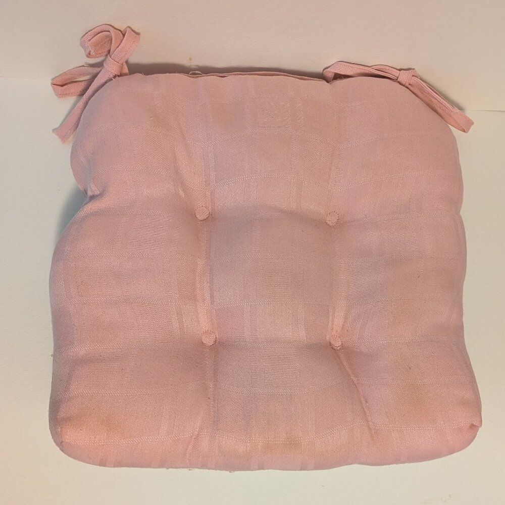 Vintage Barth and Dreyfuss Pink Checker Pattern Chair Cushion Fundraiser Item